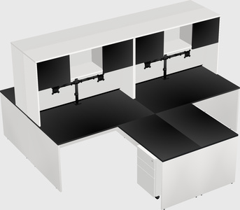 Quad l-shaped office desks