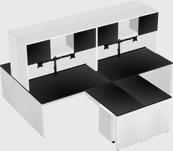 Quad l-shaped office desks