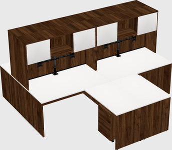 Quad l-shaped office desks