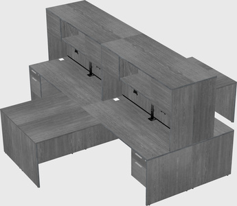 Quad l-shaped office desks