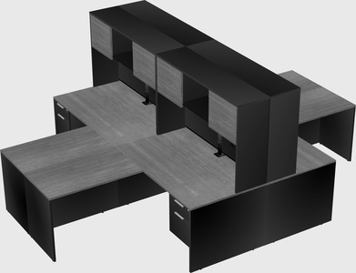 Quad l-shaped office desks