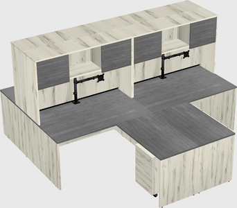 Quad l-shaped office desks