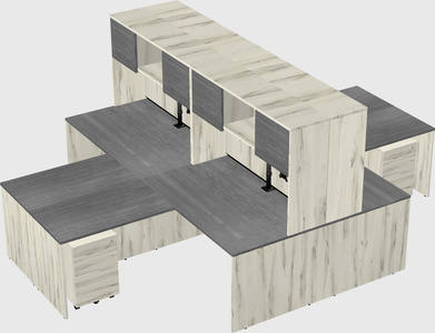 Quad l-shaped office desks