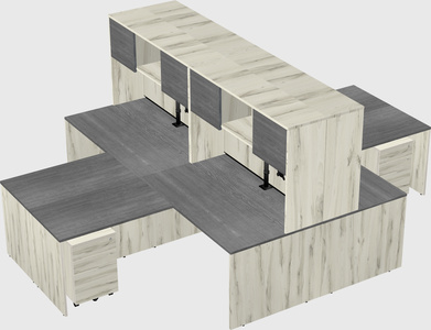 Quad l-shaped office desks