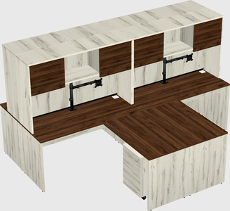 Quad l-shaped office desks