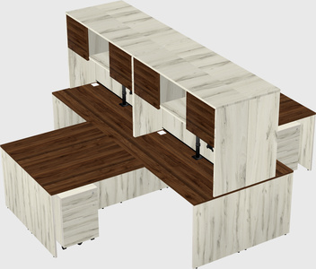 Quad l-shaped office desks