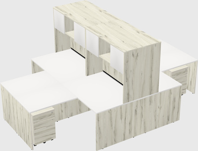 Quad l-shaped office desks
