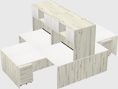 Quad l-shaped office desks