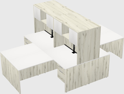 Quad l-shaped office desks