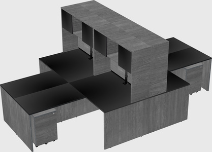 Quad l-shaped office desks