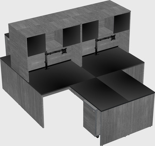 Quad l-shaped office desks