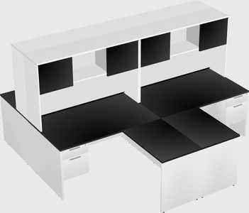 Quad l-shaped office desks