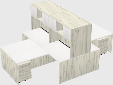 Quad l-shaped office desks