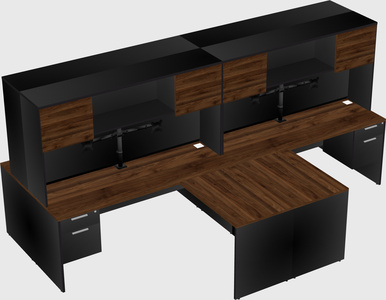 Quad l-shaped office desks