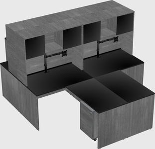 Quad l-shaped office desks