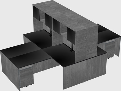Quad l-shaped office desks