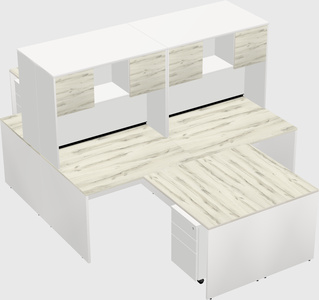 Quad l-shaped office desks