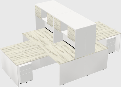 Quad l-shaped office desks