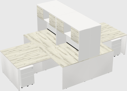 Quad l-shaped office desks