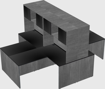 Quad l-shaped office desks