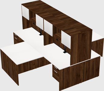 Quad l-shaped office desks