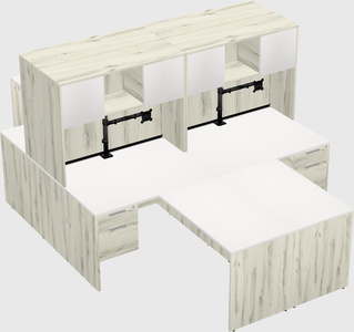 Quad l-shaped office desks