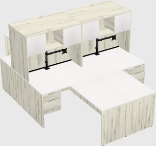 Quad l-shaped office desks