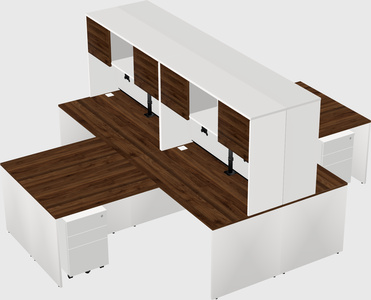 Quad l-shaped office desks