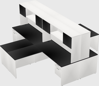 Quad l-shaped office desks