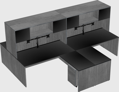 Quad l-shaped office desks