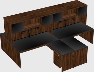 Quad l-shaped office desks