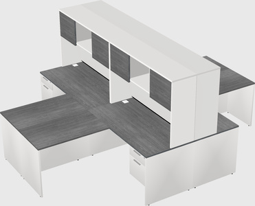 Quad l-shaped office desks