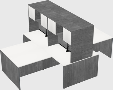Quad l-shaped office desks