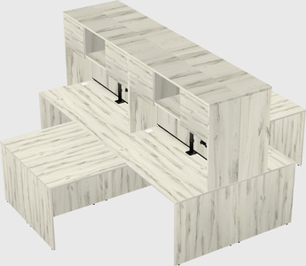 Quad l-shaped office desks