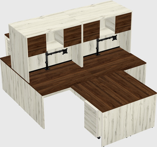 Quad l-shaped office desks