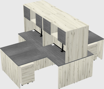 Quad l-shaped office desks