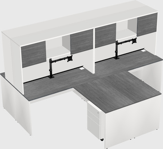 Quad l-shaped office desks