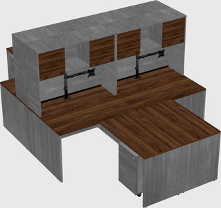 Quad l-shaped office desks