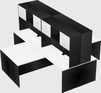 Quad l-shaped office desks