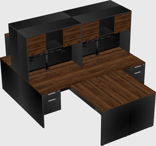 Quad l-shaped office desks