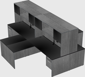 Quad l-shaped office desks