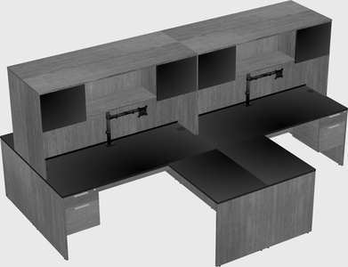 Quad l-shaped office desks