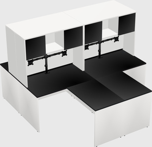 Quad l-shaped office desks