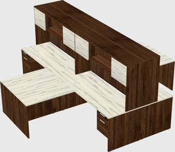 Quad l-shaped office desks