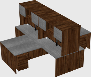 Quad l-shaped office desks