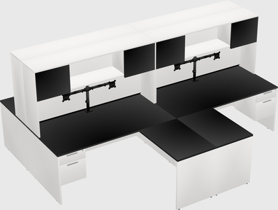 Quad l-shaped office desks