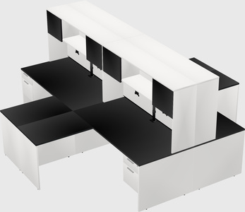 Quad l-shaped office desks