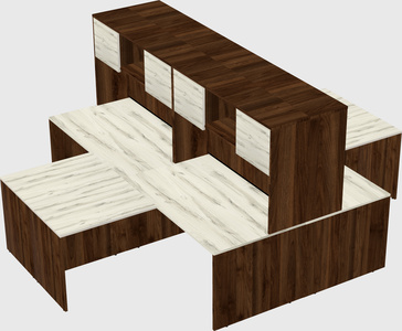 Quad l-shaped office desks