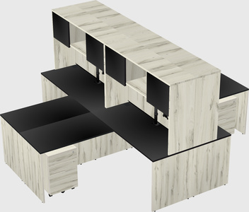 Quad l-shaped office desks