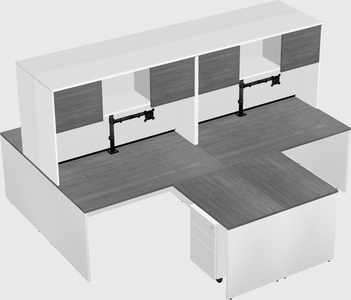 Quad l-shaped office desks